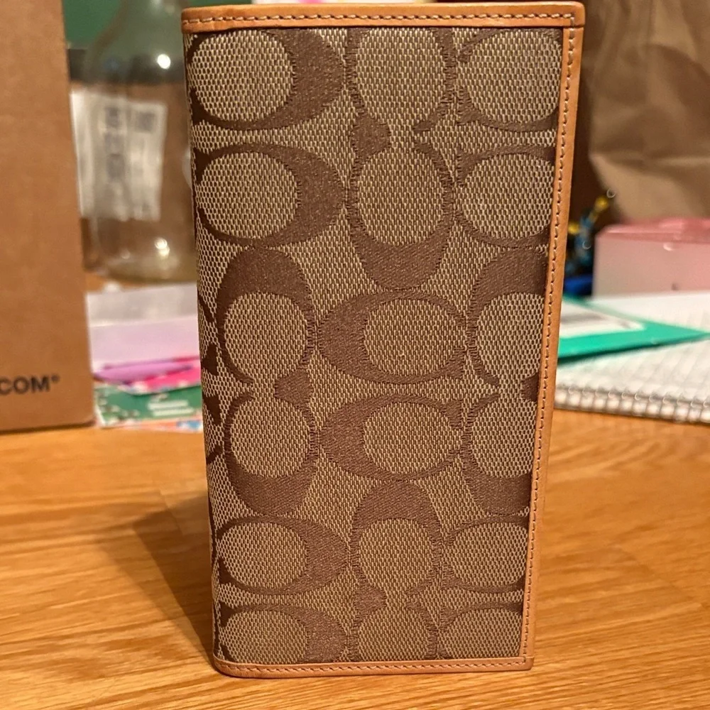 Coach Tan Leather checkbook cover Wallet